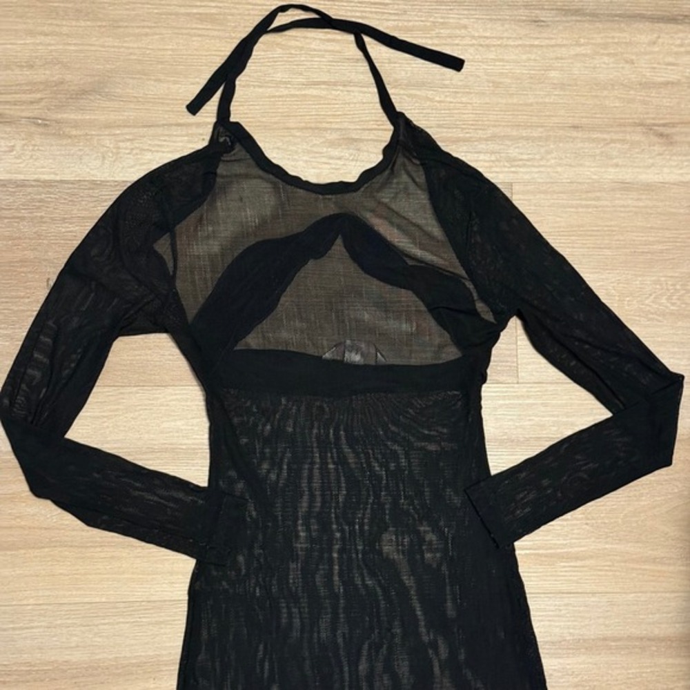 VTG Victoria's Secret S Mesh Maxi Cover Up Halter Dress Resort Beach Swim - Picture 2 of 7